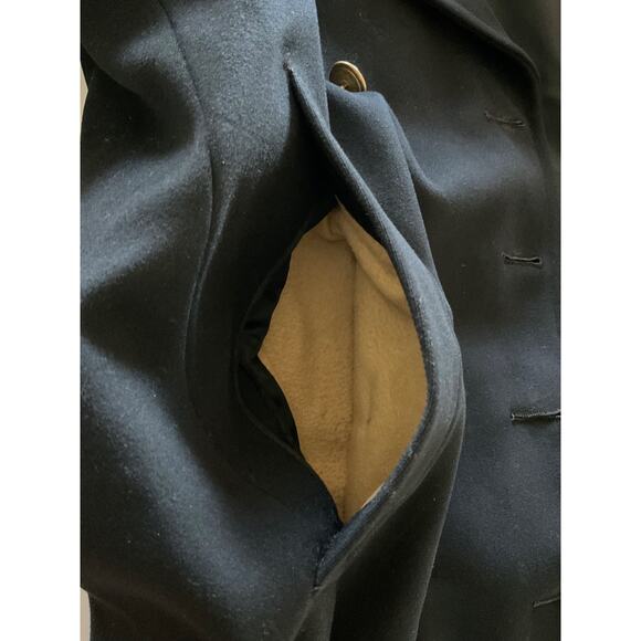 VTG 1942 WWII USN Navy Officers Bridgecoat Peacoat Wool Sz 38 Black Named Dated - Picture 13 of 16